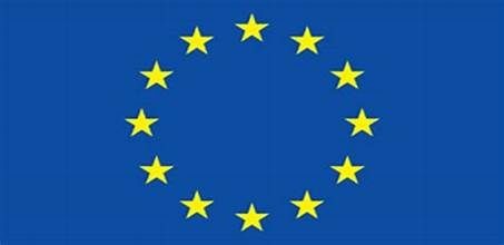 Flag of the European Union featuring a circle of twelve yellow stars on a blue background.