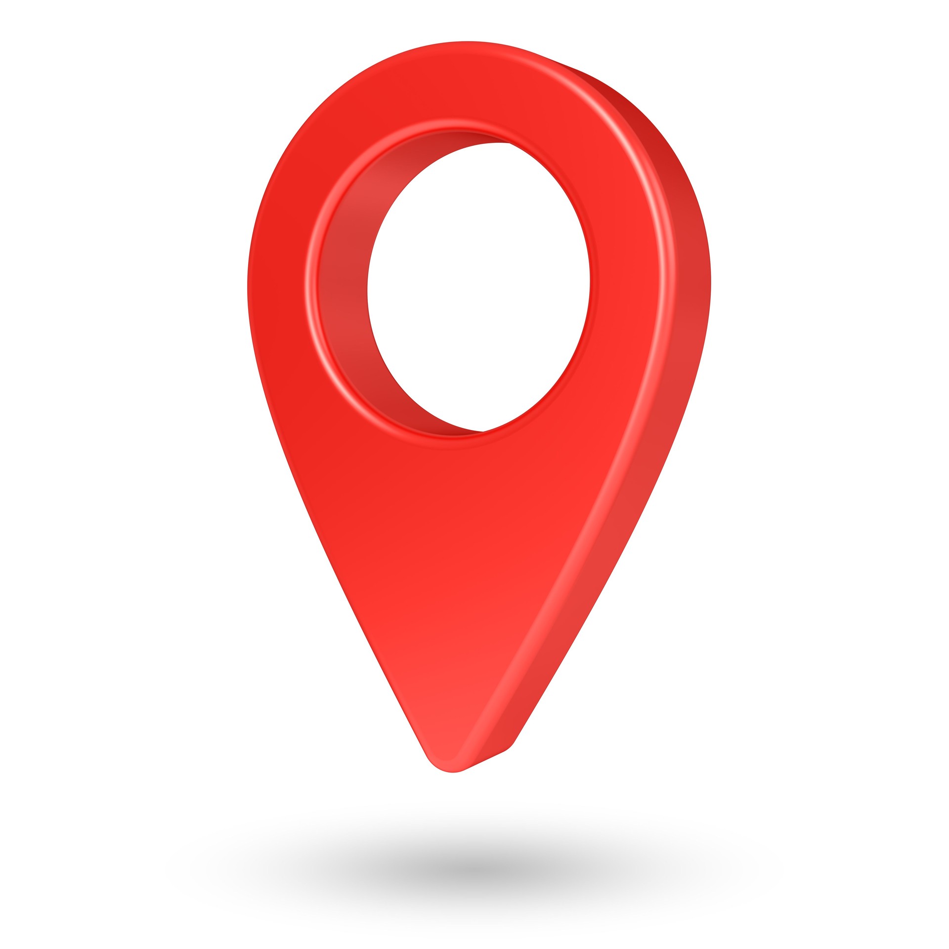 Red map pointer isolated on white background. Map pin icon. GPS place marker. Location symbol.